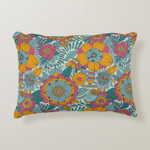 Colourful floral pattern decorative cushion