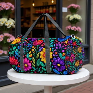 Colourful Floral Pattern Duffle Bag