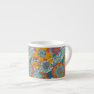 Colourful floral pattern espresso cup