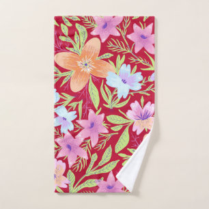 Colourful floral pattern hand towel