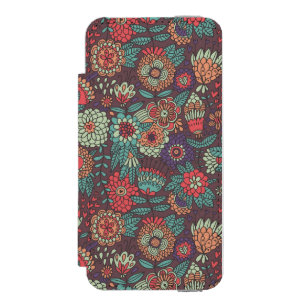 Colourful floral pattern in cartoon style incipio watson™ iPhone 5 wallet case