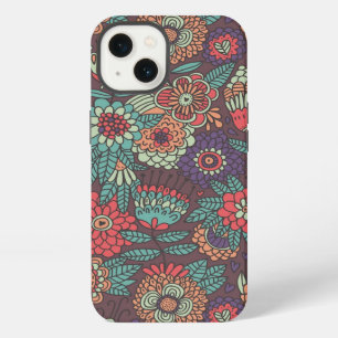 Colourful floral pattern in cartoon style iPhone 13 case