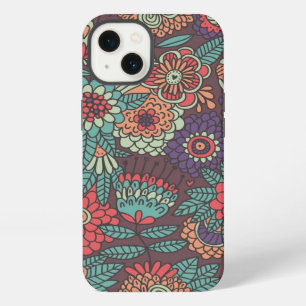 Colourful floral pattern in cartoon style iPhone 13 case