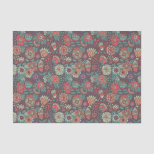 Colourful floral pattern in cartoon style tissue paper