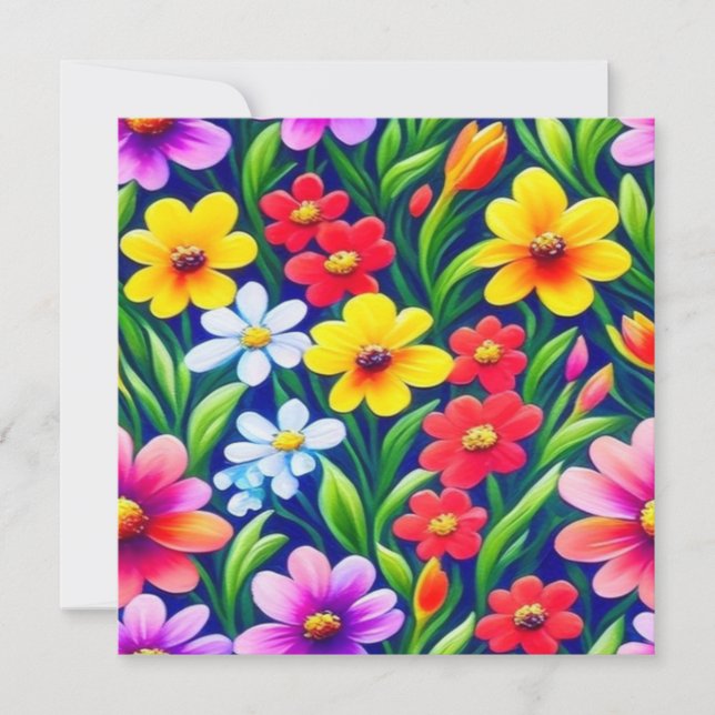 Colourful floral pattern invitation (Front)