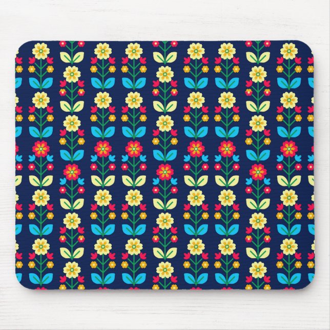 Colourful Floral Pattern Mouse Pad (Front)