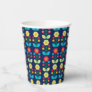 Colourful Floral Pattern Paper Cups