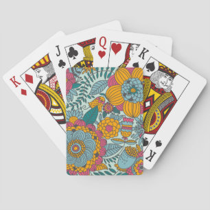 Colourful floral pattern playing cards