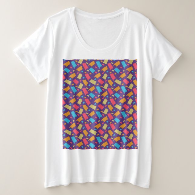 Colourful Floral Pattern Plus Size T-Shirt (Design Front)