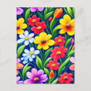 Colourful floral pattern postcard