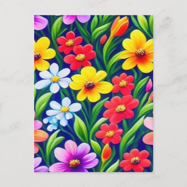 Colourful floral pattern postcard (Front)