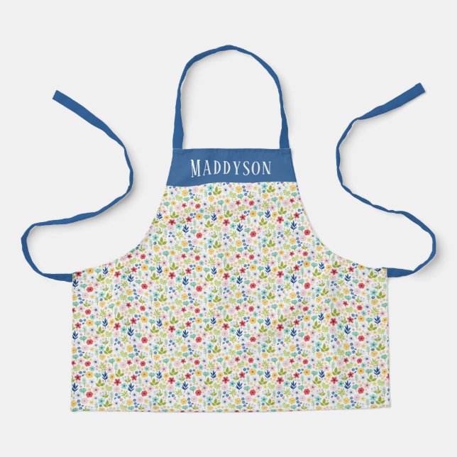 Colourful Floral Pattern Print Apron (Front)