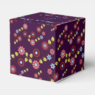 Colourful floral pattern purple wedding favour box