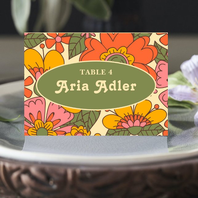 Colourful Floral Pattern Retro Boho 70s Wedding Table Number (Creator Uploaded)