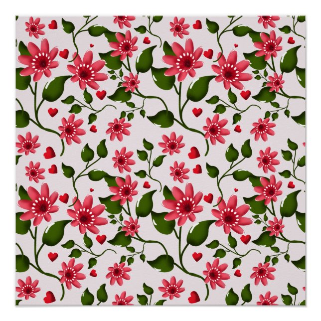 Colourful Floral Pattern Seamless Bright Flower  Poster (Front)