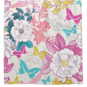 Colourful floral pattern shower curtain