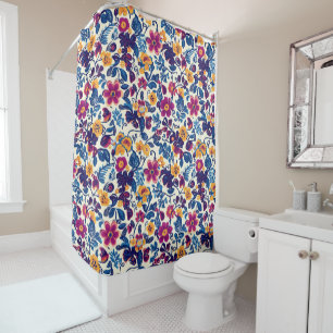 Colourful Floral Pattern Shower Curtain