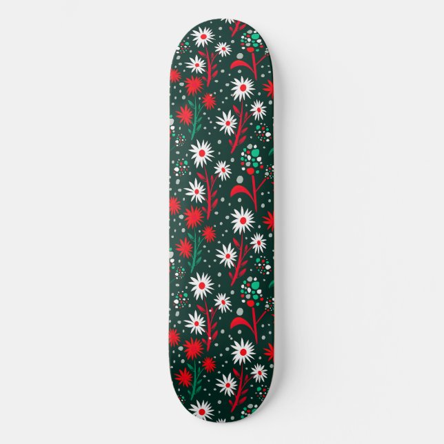 Colourful Floral Pattern Skateboard (Front)