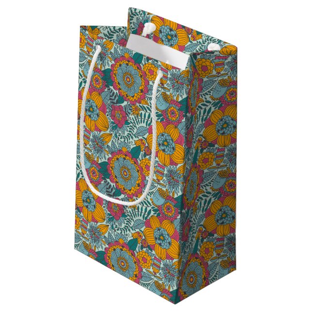 Colourful floral pattern small gift bag (Back Angled)