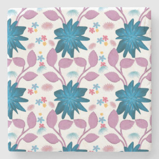 Colourful floral pattern  stone coaster