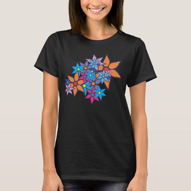 Colourful Floral Pattern T-Shirt (Front)