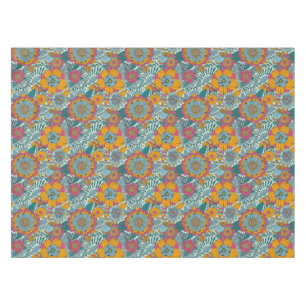 Colourful floral pattern tablecloth