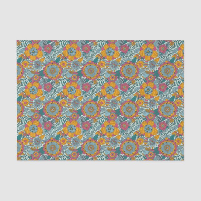 Colourful floral pattern tissue paper (Front)