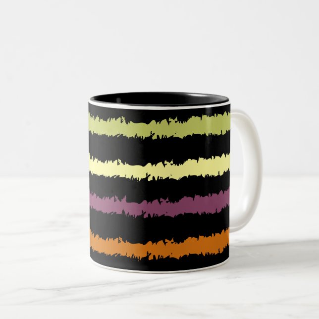 Colourful Floral Pattern Two-Tone Coffee Mug (Front Right)