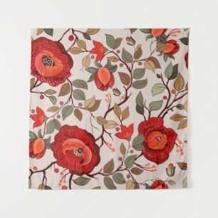Colourful floral pattern. Wallpaper with big illus Tapestry