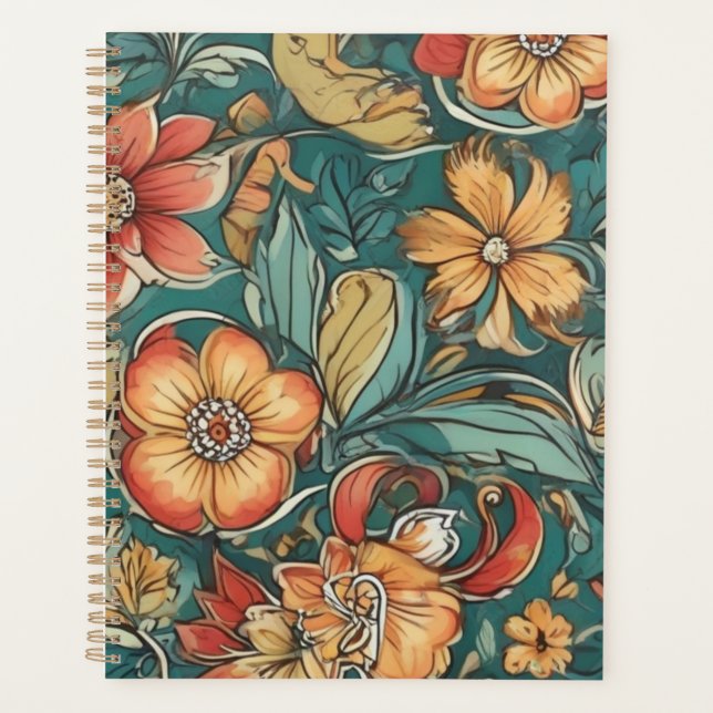 Colourful Floral pattern | Wild Flowers Planner (Front)