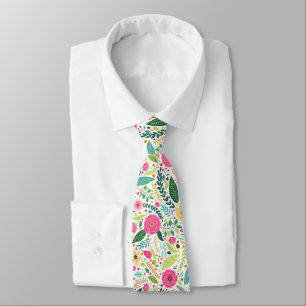 Colourful floral pattern with pink, yellow tie