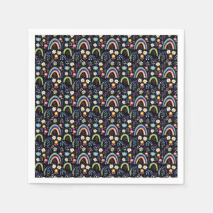 Colourful Floral Pattern with Rainbows and Trees Napkin