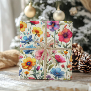Colourful Floral Pattern Wrapping Paper Sheet