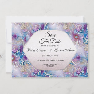 Colourful Floral Pearly Gems Save The Date