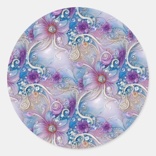 Colourful Floral Pearly Gems Sticker (Front)