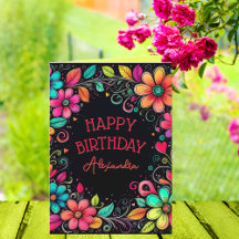 Colourful Floral Personalised Birthday 