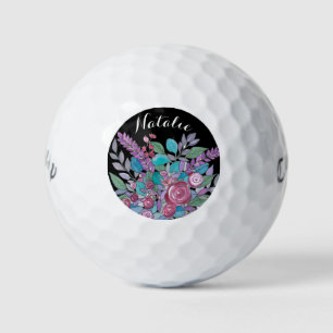 Colourful Floral Personalised Ladies Golf Balls