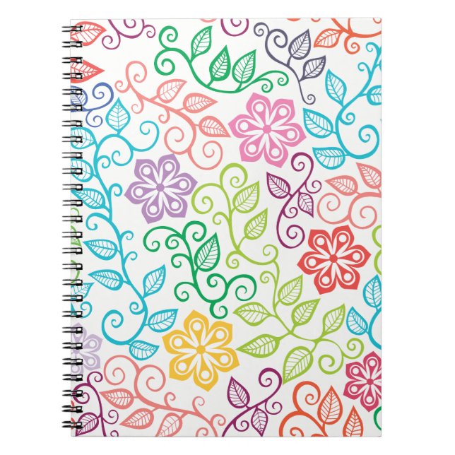 Colourful Floral Personalised Spiral Notebook (Front)