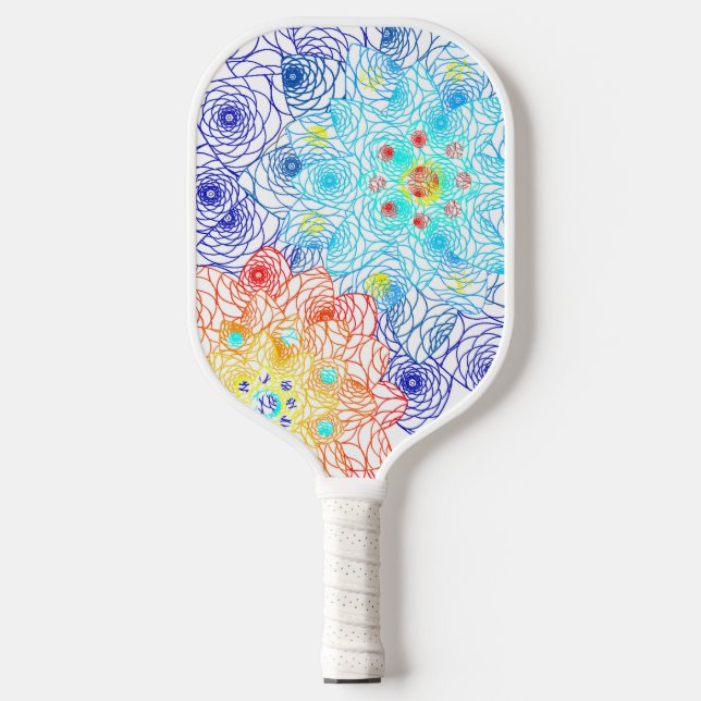 Colourful Floral Pickleball Paddle (Front)