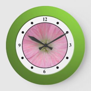 Colourful Floral Pink Garden Flower Modern Digits Large Clock