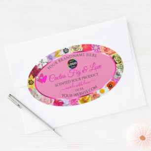 Colourful Floral Pink Product Package Labels Logo