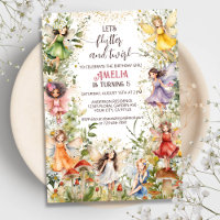 Colourful Floral Pixie Fairies & Mushrooms Birthda