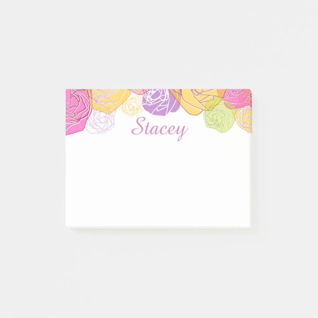 Colourful Floral Post-it Notes (Front)