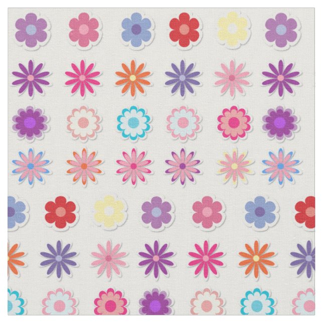Colourful Floral Print Bath Decor Fabric (Close Up)
