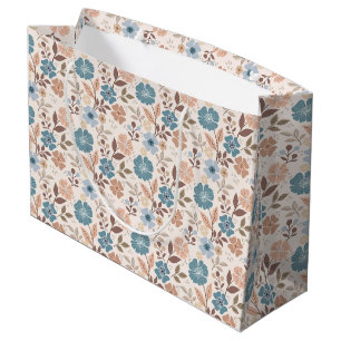 Colourful Floral Print - Pink Large Gift Bag
