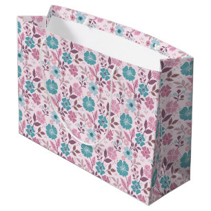 Colourful Floral Print - Teal Large Gift Bag