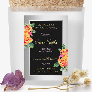 Colourful Floral Product Label Candles Beauty &