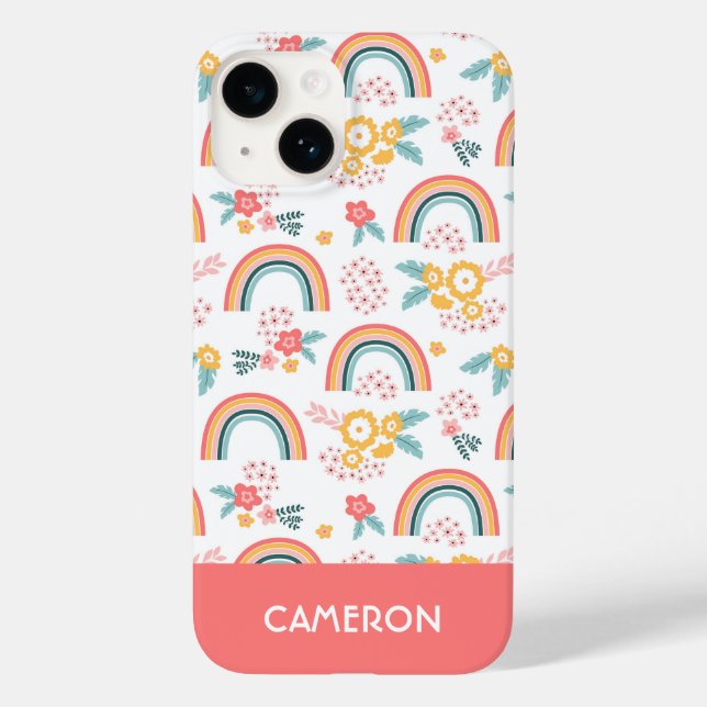 Colourful Floral Rainbow Pattern Case-Mate iPhone Case (Back)