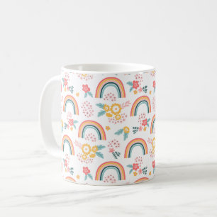 Colourful Floral Rainbow Pattern Coffee Mug