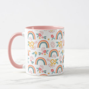 Colourful Floral Rainbow Pattern Mug